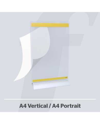 PosterFix® Sobremesa A4V Metacrilato Transparente Amarillo
