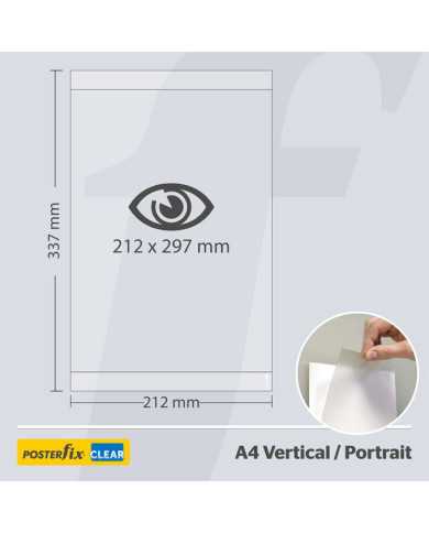 PosterFix® Clear (Transparente) A4 Vertical Pack 5 Unidades