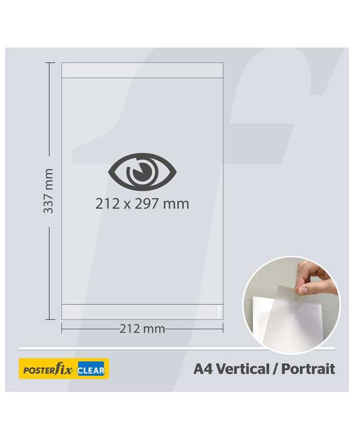 PosterFix® Clear (Transparente) A4 Vertical Pack 5 Unidades